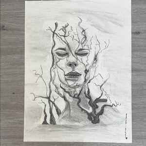 Abstract Black and White Face Art Print